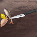 Victorinox Fibrox Stainless Steel Stamped Carving Knife, Straight Edge & Pointed Tip, 15 cm, Black