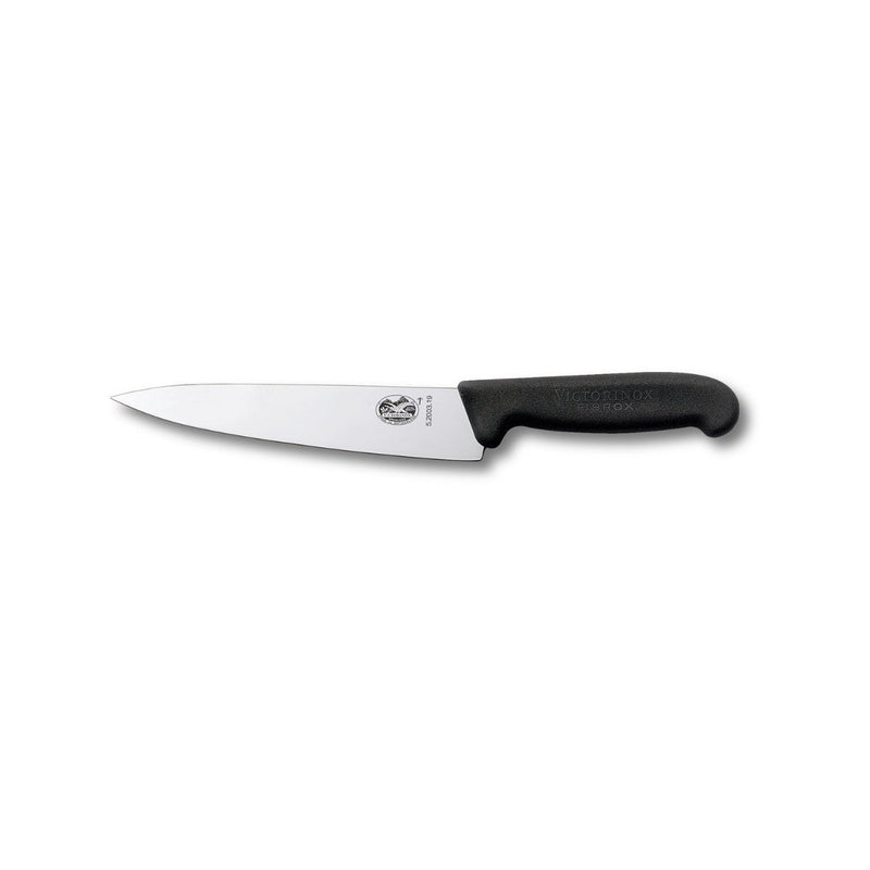 Victorinox Fibrox Handle Stainless Steel Carving Knife, Straight Blade, 19 cm, Black, Swiss Made