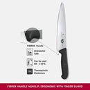 Victorinox Swiss Fibrox Stainless Steel Carving Knife, Straight Blade, Black, 22 cm, Swiss Made