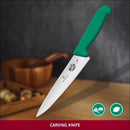 Victorinox Swiss Fibrox Carving Knife, Stainless Steel Vegetable & Fruit Cutting Straight Blade Knife, Green, 19 cm, Swiss Made