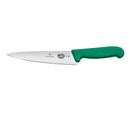 Victorinox Swiss Fibrox Carving Knife, Stainless Steel Vegetable & Fruit Cutting Straight Blade Knife, Green, 19 cm, Swiss Made
