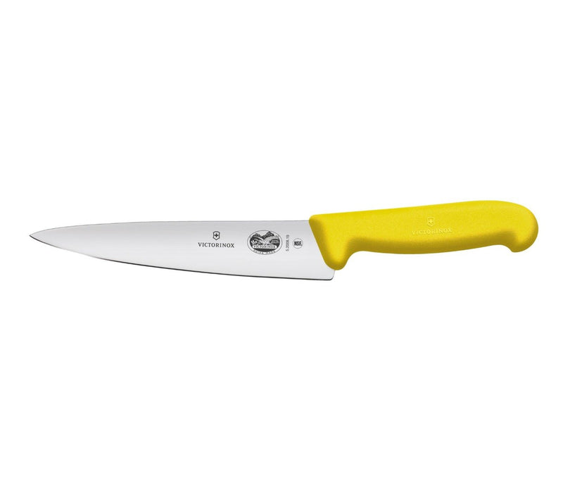 Victorinox Swiss Fibrox Carving Knife, Stainless Steel Vegetable & Fruit Cutting Straight Blade Knife, Yellow, 19 cm, Swiss Made