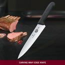 Victorinox Swiss Classic Stainless Steel Carving Knife, Wavy Blade Knife, Black, 22 cm, Swiss Made