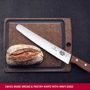 Victorinox, Bread & Pastry Knife for Dining and Vegetable Chopping, Wavy Edge, 22 cm, Maple Wood, Swiss Made