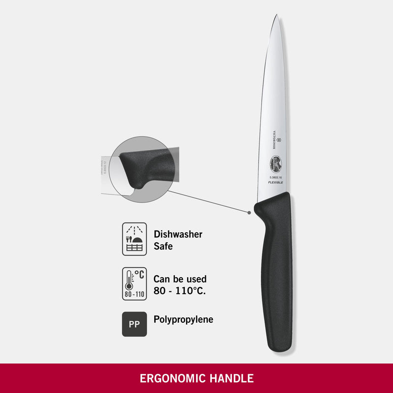 Victorinox Stainless Steel Fish Filleting Knife-Sharp & Flexible Chef Knife,Black,16 cm,Swiss Made