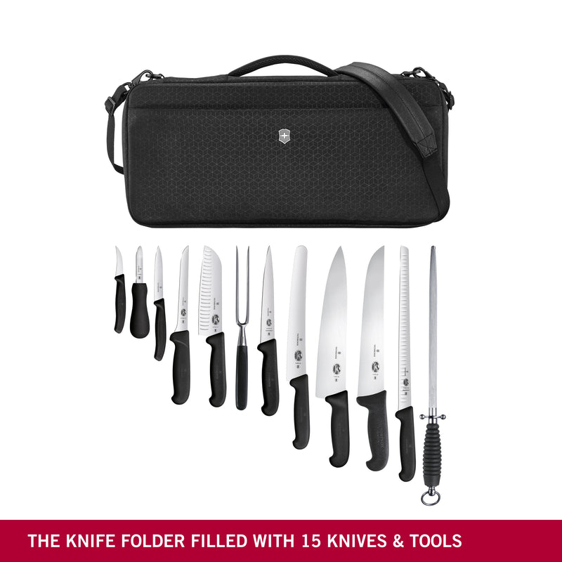 Victorinox Chef's Knife Folder Set with 15 Knives and Tools, Black