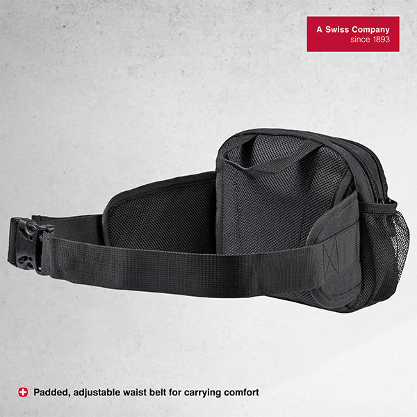 Wenger Waist Pack with designated Antibacterial Mask Pocket, multi-pocket in Black-Swiss designed