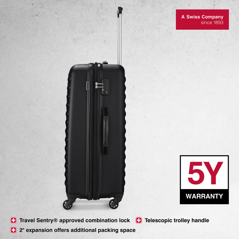 Wenger In-Flight Large Hardside Suitcase, 96 Litres, Black, Swiss designed-blend of style & function