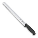 Victorinox Fibrox Handle Stainless Steel Slicing Knife, Straight Edge with Round Tip, Black, 30 cm