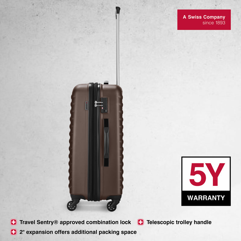 Wenger In-Flight Medium Hardside Suitcase, 64 Litres, Brown, Swiss designed-blend of style & function