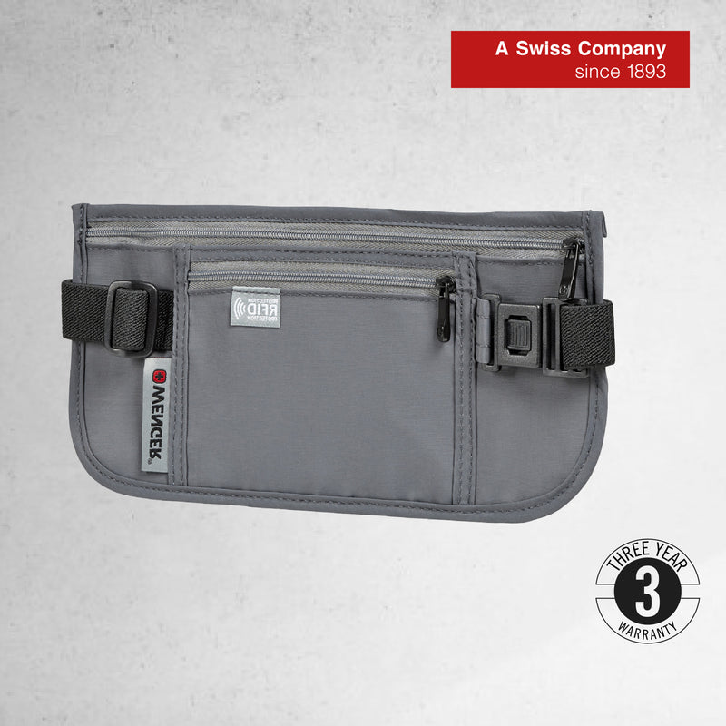 Wenger Security Waist Belt with RFID Protection in Grey-Blend of Style & Function, Swiss Designed