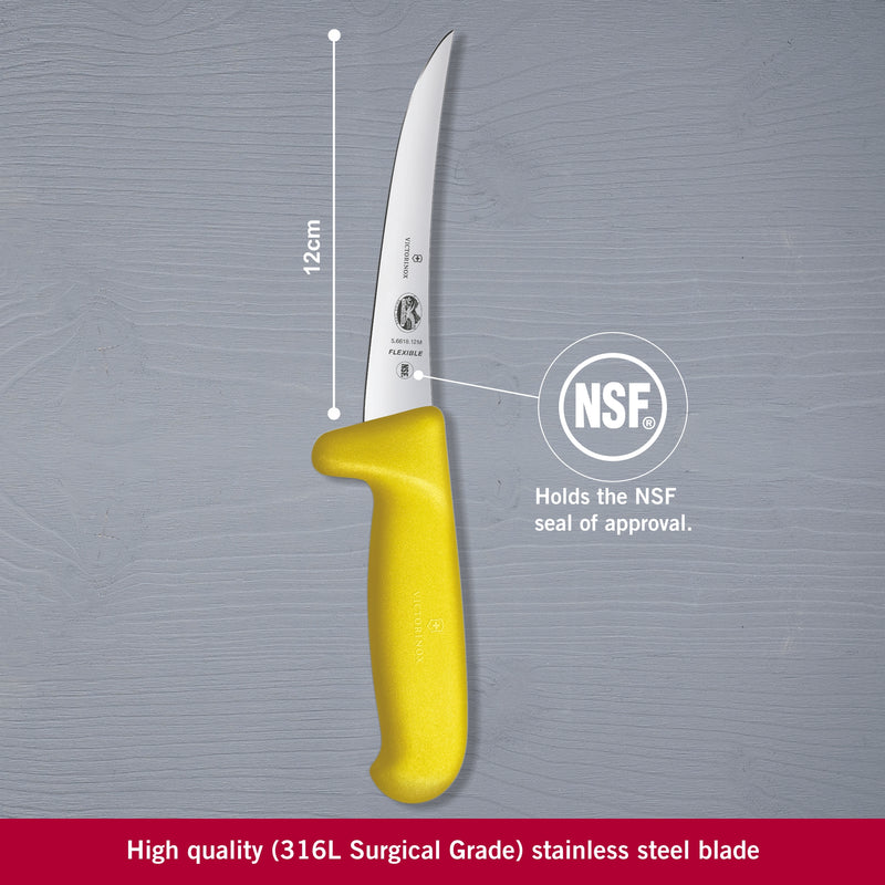 Victorinox Fibrox Handle Stainless Steel Boning Knife, Yellow, 12 cm, Swiss Made