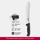 Victorinox Fibrox Stainless Steel Safety Nose Slaughter & Mutton Cutting Chef's Knife, Black, 25 cm