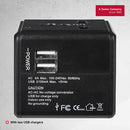 Wenger Universal Travel Adapter with USB Charger for Global Travel, Black-Swiss Designed