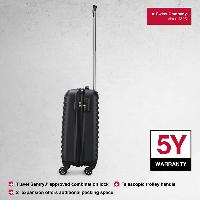 Wenger In-Flight Carry-on Hardside Suitcase, 38 Litres, Black, Swiss designed-blend of style & function