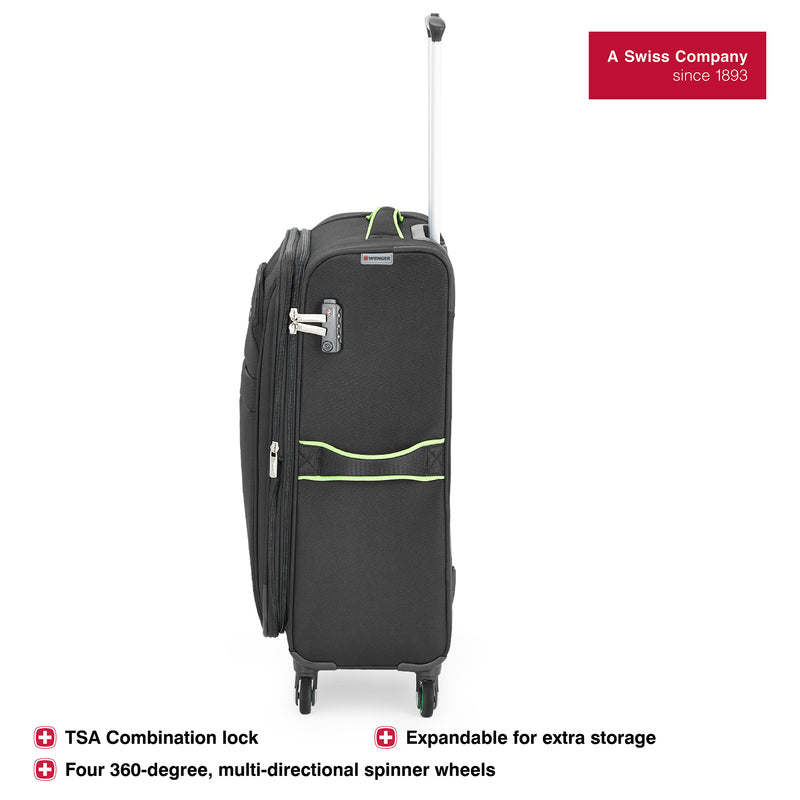 Wenger Fiero Medium Softside Suitcase, 69 Litres, Black, Swiss designed