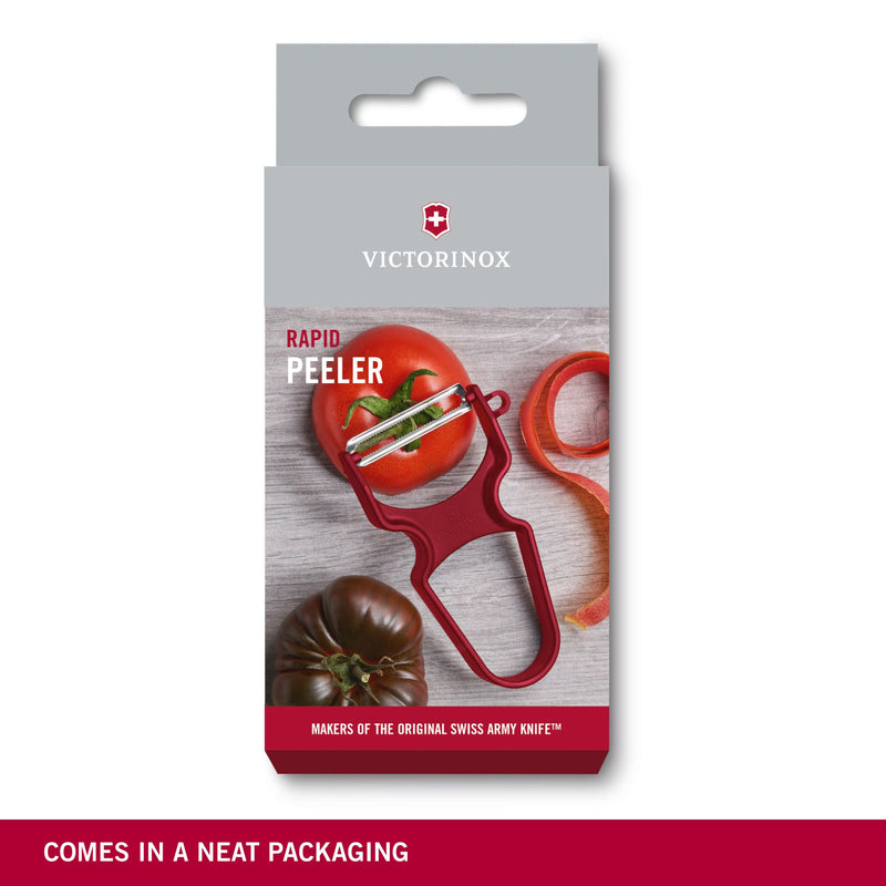 Victorinox, Multipurpose RAPID Peeler/ Vegetable SCRAPPER, Serrated Edge, Tomato Red, Swiss Made
