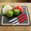 Victorinox Swiss Made Stainless Steel Swiss Classic Kitchen Knife (Set of 3) Serrated and Straight Edge Knives, Red