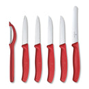 Victorinox Swiss Made Swiss Classic Set of 6 Knife Set - Stainless Steel Paring Knives, Red