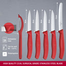 Victorinox Swiss Made Swiss Classic Set of 6 Knife Set - Stainless Steel Paring Knives, Red