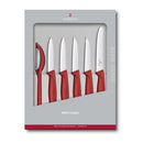 Victorinox Swiss Made Swiss Classic Set of 6 Knife Set - Stainless Steel Paring Knives, Red
