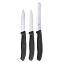 Victorinox Swiss Made Stainless Steel Swiss Classic Kitchen Knife (Set of 3) Serrated and Straight Edge Knives,   Black