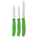 Victorinox Swiss Made Stainless Steel Swiss Classic Kitchen Knife (Set of 3) Serrated and Straight Edge Knives, Green