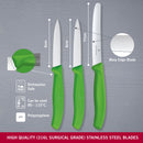 Victorinox Swiss Made Stainless Steel Swiss Classic Kitchen Knife (Set of 3) Serrated and Straight Edge Knives, Green