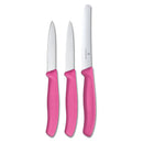 Victorinox Swiss Made Stainless Steel Swiss Classic Kitchen Knife (Set of 3) Serrated and Straight Edge Knives, Pink