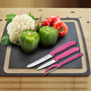 Victorinox Swiss Made Stainless Steel Kitchen Knife Set of 3,"Swiss Classic" - 11 cm Wavy Edge, 8 cm Straight Edge and a Universal Peeler, Pink