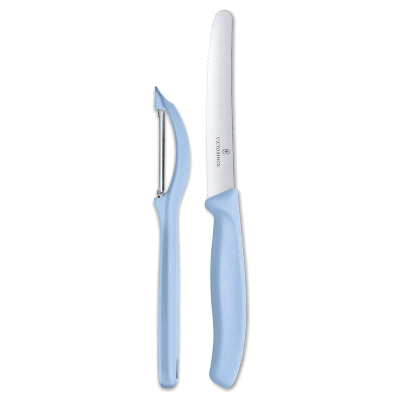 Victorinox Carbon Steel "Trend Colours Special Edition" 11cm Wavy Edge Knife/Peeler, Duck Egg Blue, Swiss Made