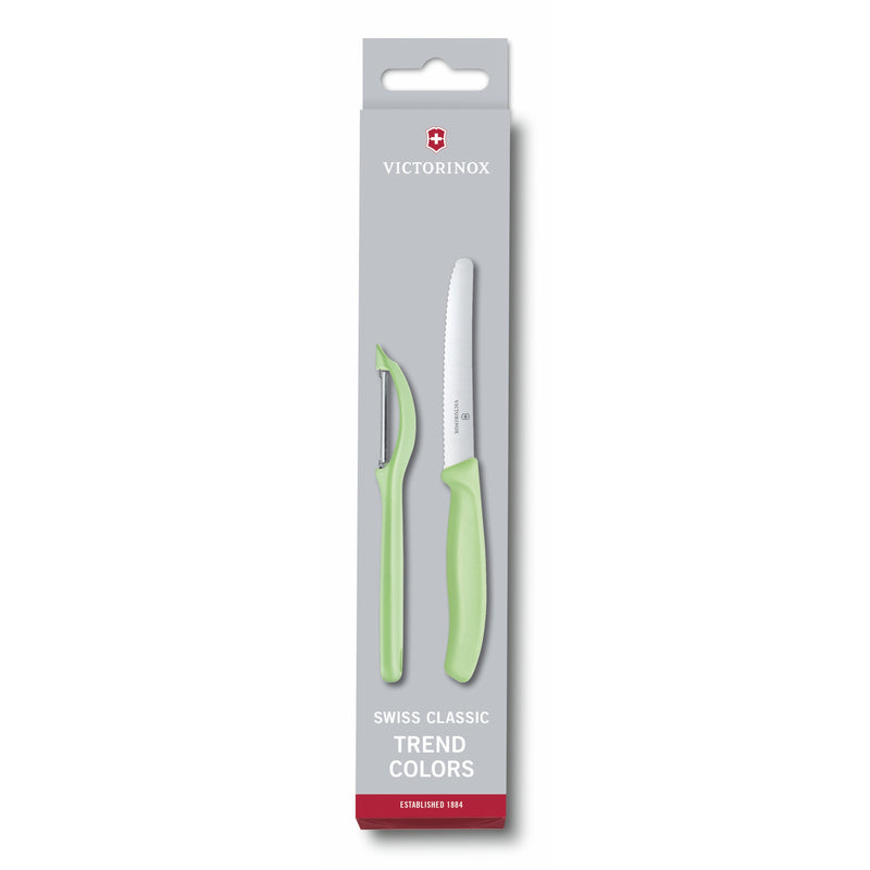 Victorinox Carbon Steel "Trend Colours Special Edition" 11cm Wavy Edge Knife/Peeler,Apple Green, Swiss Made