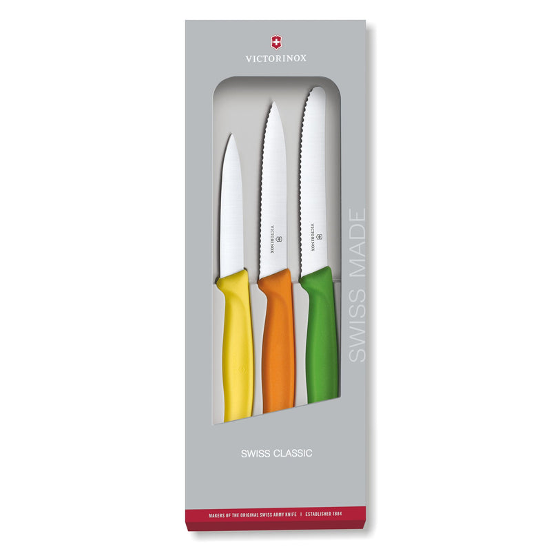 Victorinox Swiss Classic Set of 3 Knife Set - Stainless Steel Paring Knives, Multi-Color, Swiss Made