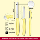 Victorinox Carbon Steel "Trend Colours Special Edition" 11 & 8cm Wavy/Straight Edge,Peeler Lemon, Swiss Made
