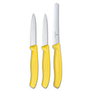 Victorinox Swiss Made Stainless Steel Swiss Classic Kitchen Knife (Set of 3) Serrated and Straight Edge Knives, Yellow