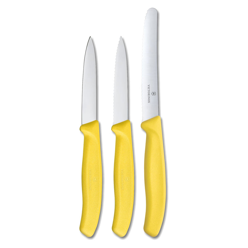 Victorinox 'Swiss Classic' Stainless Steel Knife Set of 3-11/8/8 cm Serrated & Straight Edge,Yellow