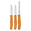 Victorinox Swiss Made Stainless Steel Swiss Classic Kitchen Knife (Set of 3) Serrated and Straight Edge Knives Orange