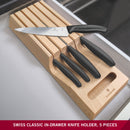 Victorinox Swiss Classic Kitchen Knife Set of 5 with Wooden in-Drawer Storage Block,Black,Swiss Made