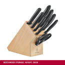 Victorinox “Swiss Classic” Set of 9 Kitchen Black Tools in a Beige Wooden Block, Swiss Made