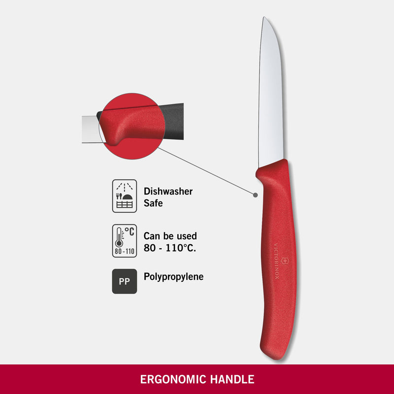 Victorinox Swiss Classic Stainless Steel Cutting & Chopping Kitchen Knife, 8 cm, Red, Swiss Made