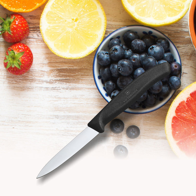 Victorinox Stainless Steel Kitchen Knife, "Swiss Classic" Straight Edge, 8 cm, Black, Swiss Made