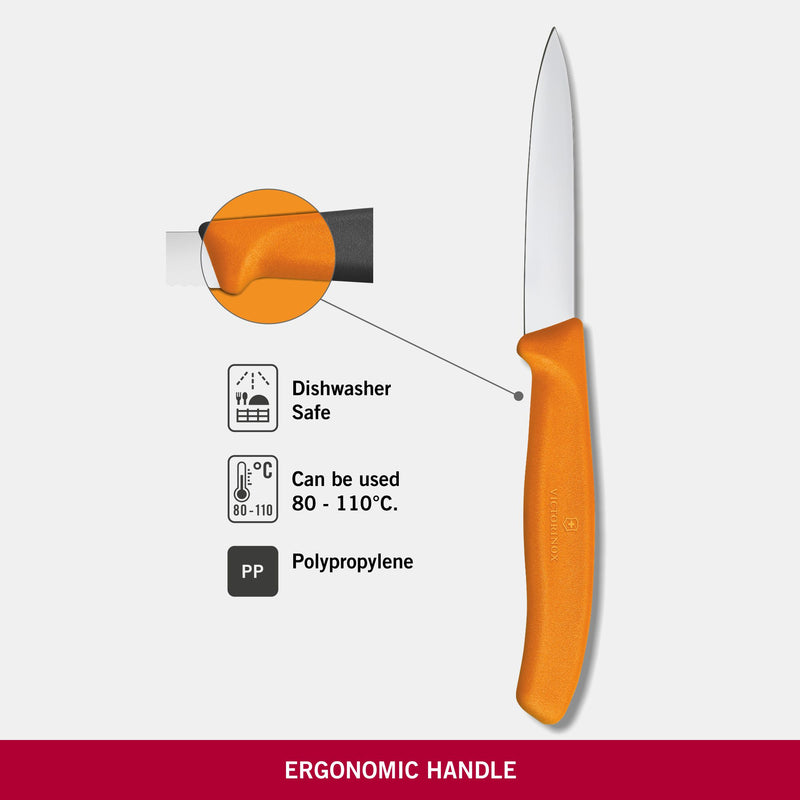 Victorinox Stainless Steel Kitchen Knife, "Swiss Classic" Straight Edge, 8 cm, Orange, Swiss Made