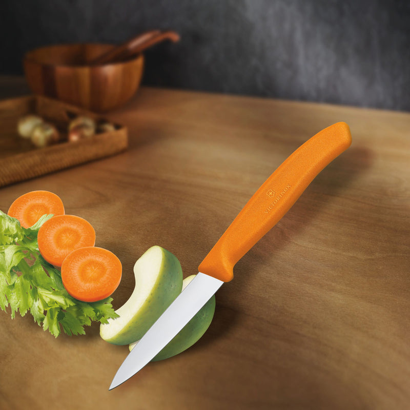 Victorinox Stainless Steel Kitchen Knife, "Swiss Classic" Straight Edge, 8 cm, Orange, Swiss Made