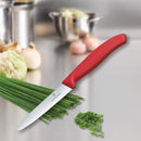 Victorinox Swiss Made Stainless Steel Kitchen Knife "Swiss Classic" Straight Edge,Beveled Tip,10 cm, Red