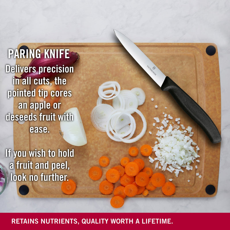 Victorinox Stainless Steel Kitchen Knife "Swiss Classic" Straight Edge,Beveled Tip,10 cm, Black