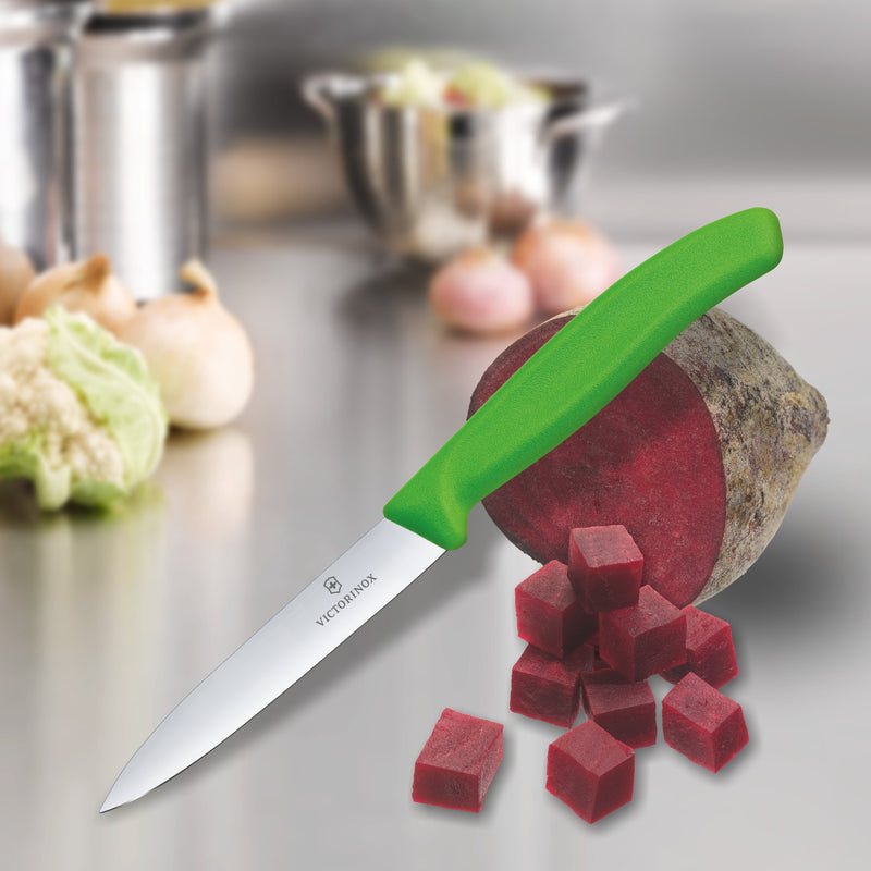Victorinox Stainless Steel Kitchen Knife "Swiss Classic" Straight Edge,Beveled Tip,10 cm, Green