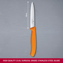 Victorinox Swiss Made Stainless Steel Kitchen Knife "Swiss Classic" Straight Edge,Beveled Tip,10 cm, Orange
