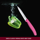 Victorinox Swiss Made Stainless Steel Swiss Classic Paring Knife, 10 cm, Serrated Edge with Pointed Tip, Pink, Multipurpose Knife