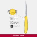 Victorinox Swiss Made Stainless Steel Swiss Classic Paring Knife, 10 cm, Serrated Edge with Pointed Tip, Yellow, Multipurpose Knife