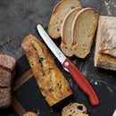 Victorinox "Swiss Classic" Folding Knife,11 cm Round Tip Wavy Edge, Red,Swiss Made